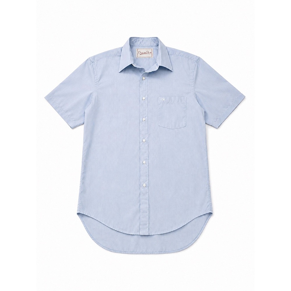 Oscar de la Renta Mens Light Blue Short Sleeve Button Down Shirt Size 16